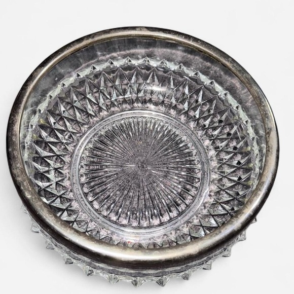 Vintage Silver-Plated Crystal Bowl - Picture 3 of 8